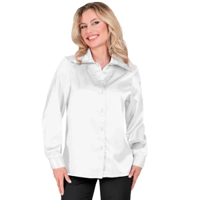 Afbeelding van Widmann Feesten &amp; Gelegenheden Kostuum Jaren 70 Blouse Satijn Wit Vrouw / Beige Small Carnavalskleding Verkleedkleding