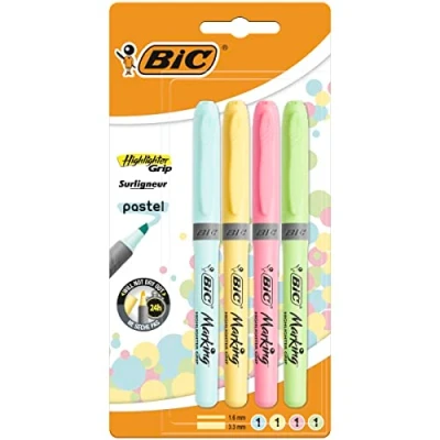 Image de Surligneur Highlighter Grip Pastel assortis lot de 4 Bic