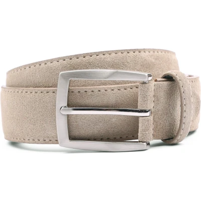 Afbeelding van Suitable Riem Suede Wit Beige maat 95 Heren Herenkleding Herenriem