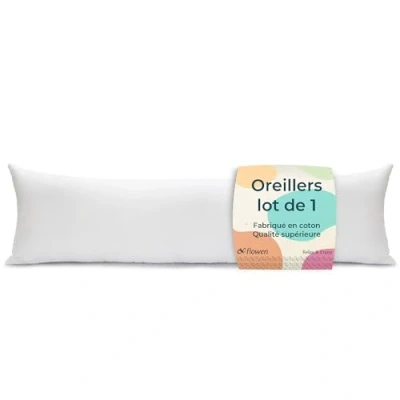 Afbeelding van Kussen voor bed 40x145 cm Hoofdkussen Binnenkussen Hypoallergeen anti mijt Zachte kussenvulling met kussensloop katoen en polyester. Afneembaar wasbaar slaapkussen thuis/hotel