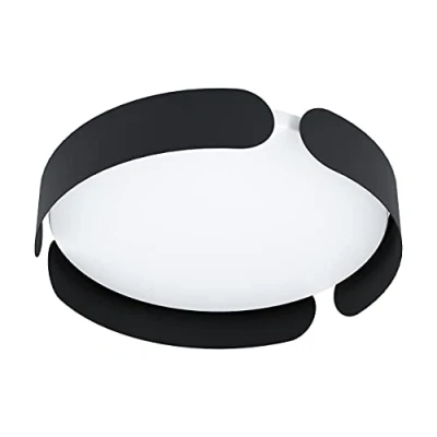 Afbeelding van EGLO Valcasotto led plafondlamp, minimalistisch, 1 vlammige plafondlamp van metaal in zwart, kunststof wit, slaapkamerlamp, warmwit