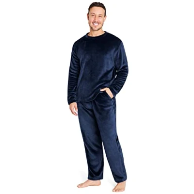 Afbeelding van CityComfort 2 delige pyjama set van superzacht fleece voor heren, Navy Blauw