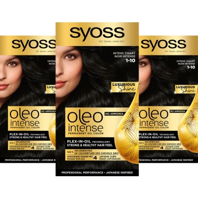 Afbeelding van 3x Syoss Oleo Intense Haarverf 1 10 Intens Zwart