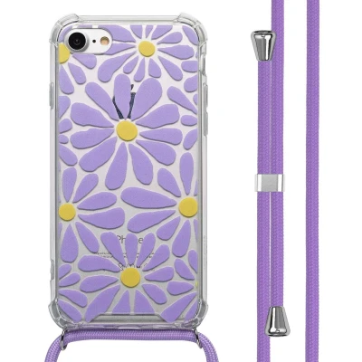 Afbeelding van imoshion Hoesje Geschikt voor iPhone 7 / SE (2022) 8 (2020) Design met Koord Tropical Violet Flowers Connect