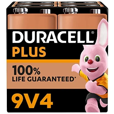 Image de Duracell Plus Piles 9V (lot de 4) Alcalines Durée vie garantie à 100% Idéales pour les appareils du quotidien Emballage 0% plastique Conservation 5 ans 6LR61 MN1604