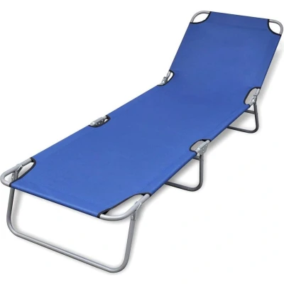 Afbeelding van Ligbed inklapbaar gepoedercoat staal blauw