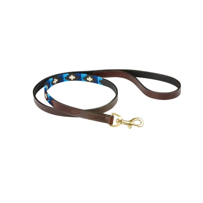 Image de Weatherbeeta Laisse pour Chien Polo Cuir Cowdray Brown/Bleu/Bleu M