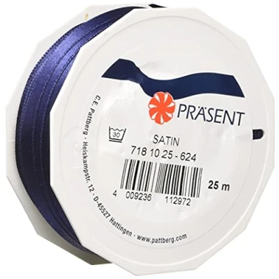 Afbeelding van Präsent C.E. Pattberg Cadeaulint Satijnlint donkerblauw 25 meter, voor geschenkverpakkingen, decoratief lint geschenken, elke gelegenheid (10 mm meter)