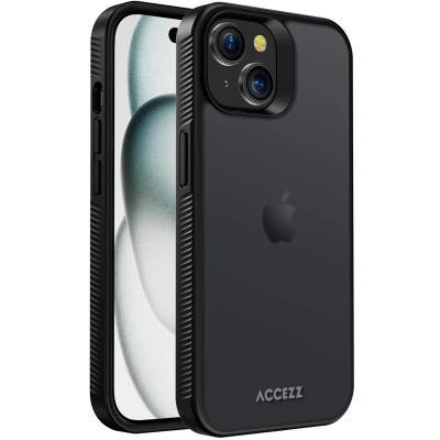 Afbeelding van Accezz Hoesje Geschikt voor iPhone 15 Rugged Frosted Backcover Zwart