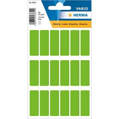 Afbeelding van Huismerk Herma 3655 Universele Etiket 12x34mm Groen Pakje met 5 velletjes stickers