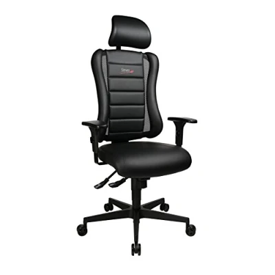 Afbeelding van Topstar Sitness RS Bureaustoel met armleuningen en hoofdsteunen van stof, 60 x 68 139 cm, rood/zwart
