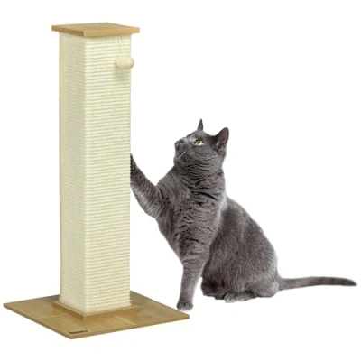 Afbeelding van PawHut Arbre à chat 80 cm Tronc avec boule de jeu Colonne gratter en corde sisal griffoir, meubles pour Chêne+blanc crème