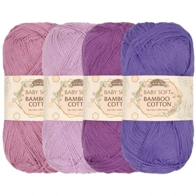 Afbeelding van JubileeYarn Zachte babygaren van katoen en bamboe, 50 g/streng, paars, 4 strengen