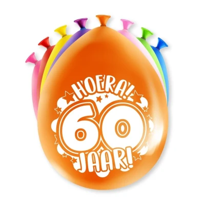 Afbeelding van Ballonnen 60 jaar party 30cm 8 stuks
