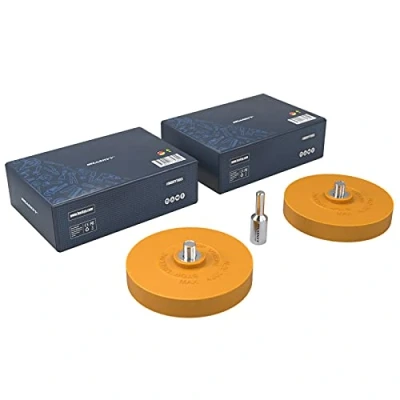 Afbeelding van HASKYY 2 x gomschijf met handgreep 1 adapter voor het professioneel verwijderen van folie en lijmresten op voertuig, auto of motorfiets