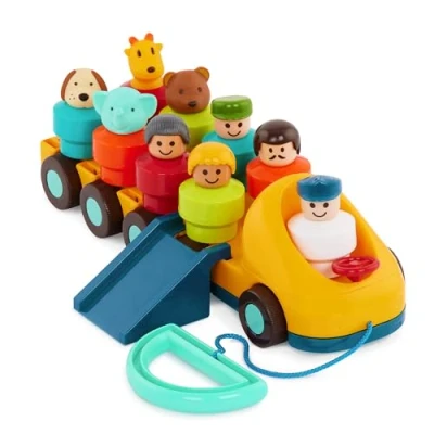 Image de Battat BT2653Z Bus à Tirer Jouet d&#039;Éveil avec Accessoires pour les Tous Petits Pièces Amovibles 9 Personnages Dès 18 mois