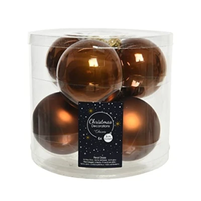 Afbeelding van Decoris Kerstballen 6 stuks glas kaneel bruin 8 cm