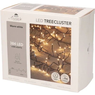 Afbeelding van 1x Kerstverlichting clusterverlichting met timer en dimmer 384 lampjes warm wit 5 mtr Voor binnen buiten gebruik