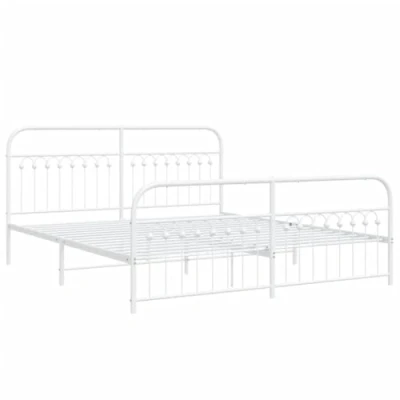 Afbeelding van Bedframe met hoofd en voeteneinde metaal wit 183x213 cm