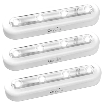 Afbeelding van OxyLED Set van 3 kastlampen met 140 draaibare batterij, aanraaksensor, dunne en heldere ledlamp, verlichting voor trappen keukens