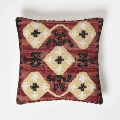 Afbeelding van Homescapes Kelim kussen Tirana rood geel zwart 45 x cm met vulling