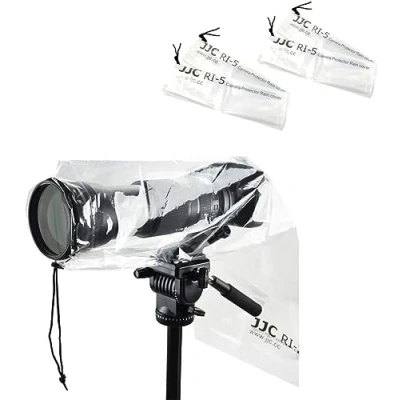 Afbeelding van JJC Set van 4 regenhoezen voor Canon Nikon Sony camera met lens tot 45 x 17,5 cm (l b), transparant