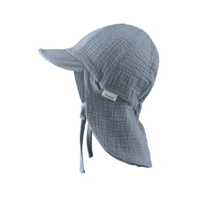 Afbeelding van Sterntaler pet met nekbescherming van chiffon trekkoord, uniseks, Grijs/Blauw