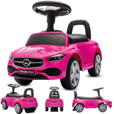 Afbeelding van sun baby Mercedes C Class duwauto vanaf 12 maanden met audiostuur, opbergvak, kantelbeveiliging (roze)