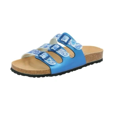 Afbeelding van Lico Bioline Flower Damesslippers, Blauw/Wit