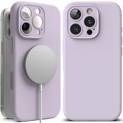 Afbeelding van RINGKE SILICONEN MAGNETISCHE MAGSAFE IPHONE 16 PRO LICHT PAARS