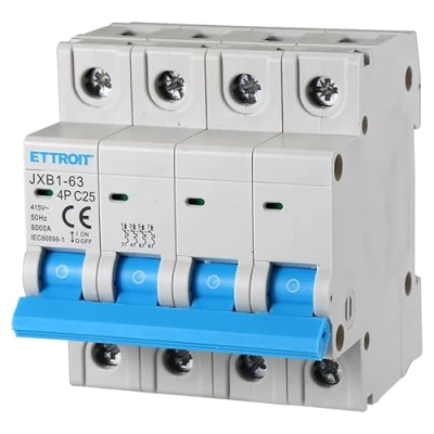 Afbeelding van ZOREI Automatische magnetothermische schakelaar, 4P 220V 380V 6kA, voor enkelfase en driefasige MCB C25 25A