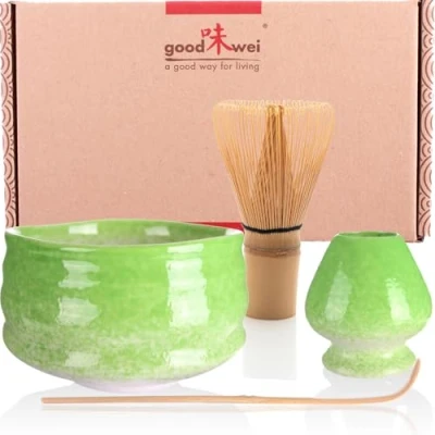 Afbeelding van Goodwei Premium Matcha theeset ceremoniekom, garde en standaard (Midori, 80)