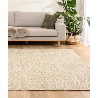 Afbeelding van Wollen Vloerkleed Odda Wit/taupe 240x340 Cm