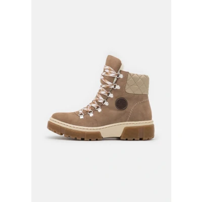 Afbeelding van Rieker Veterboots, Dames, Maat: 39, Fango/beige/kastanie Hoogwaardig imitatieleer