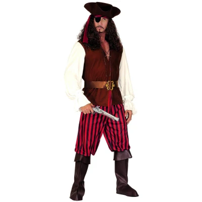 Afbeelding van Widmann Piraat &amp; Viking Kostuum Hoge Zeeen Bandido Man Bruin Small Carnavalskleding Verkleedkleding