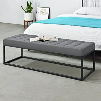 Afbeelding van Halbank bankje stof 120x40x38 cm grijs