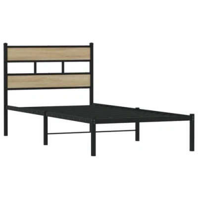 Image de vidaXL Cadre de lit en métal sans matelas chêne sonoma 90x190 cm