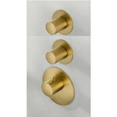 Afbeelding van SB 316 AESTHETICS Round Inbouw thermostaatkraan met 3 uitgangen omsteller en stopkraan PVD goud geborsteld 1208954951