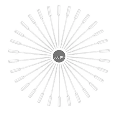 Afbeelding van 500 stuks precisiepipetten, kunststof transferpipet, pipet druppelaar 0,5 ml, voor overdracht van etherische oliën geuren, acrylverf en laboratoria