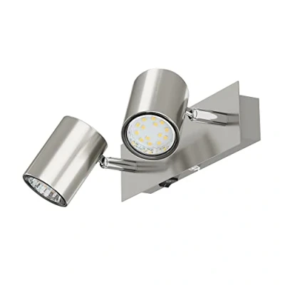 Afbeelding van ledscom.de WAIKA wandlamp met twee vlammen schakelaar mat chroom incl. ledlampen GU10 227lm warm wit elk