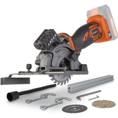 Afbeelding van Powerplus Dual Power POWDP25400 Invalzaag 20V Ã˜89mm Incl. geleiderail en 3 zaagbladen Excl. accu lader