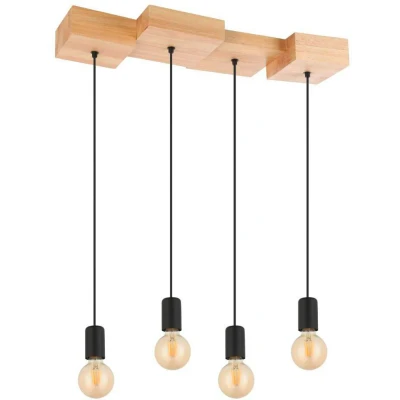 Afbeelding van EGLO Halkin Hanglamp E27 72 cm Bruin/Zwart Hout