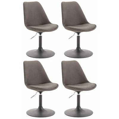 Image de CLP Lot de 4 Chaises salle à manger Maverick tissu avec pied trompette , Gris foncé/Noir