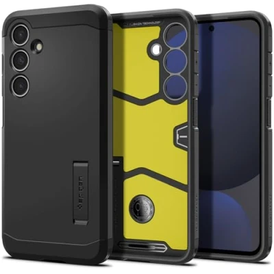 Afbeelding van Spigen Tough Armor Hoesje Geschikt voor Samsung Galaxy S24 FE Back Cover met Kickstand Zwart