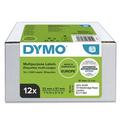 Image de DYMO LabelWriter Boite de 12 rouleaux 1000 étiquettes multi usages 32mm x 57mm
