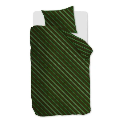 Afbeelding van vtwonen Diagonal dekbedovertrek Eenpersoons 140x200/220 Groen