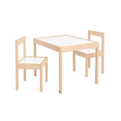 Image de Table enfant Olaf Blanc Naturel 64x50cm + 2 chaises