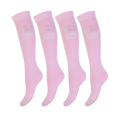 Afbeelding van STAPP Horse Paardrijsokken Kroon Strass 4 pack Roze / Zilver 39/42