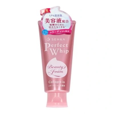 Afbeelding van Senka Perfect Whip Collagen in 120 g, hydraterend gezichtsschuim, verrijkt met collageen en hyaluronzuur, gemaakt Japan