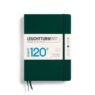 Afbeelding van LEUCHTTURM1917 370342 notitieboek medium (A5), editie 120, hardcover, 203 genummerde pagina&#039;s, bosgroen, gelinieerd